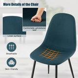 Dining Chairs Set of 2 with Black Metal Legs-Blue