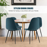 Dining Chairs Set of 2 with Black Metal Legs-Blue