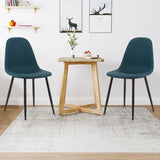 Dining Chairs Set of 2 with Black Metal Legs-Blue