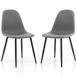 Dining Chairs Set of 2 with Black Metal Legs-Gray