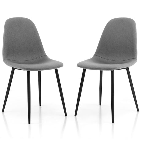 Dining Chairs Set of 2 with Black Metal Legs-Gray