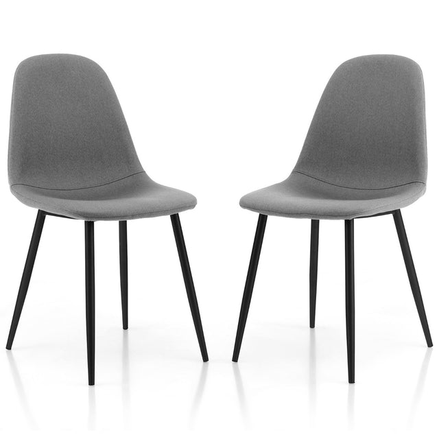 Dining Chairs Set of 2 with Black Metal Legs-Gray