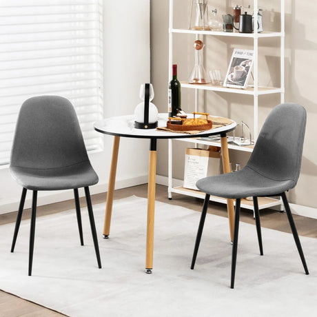 Dining Chairs Set of 2 with Black Metal Legs-Gray
