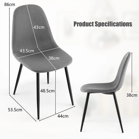 Dining Chairs Set of 2 with Black Metal Legs-Gray