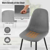 Dining Chairs Set of 2 with Black Metal Legs-Gray
