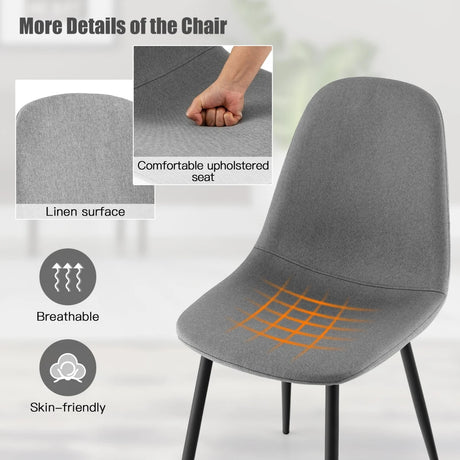 Dining Chairs Set of 2 with Black Metal Legs-Gray
