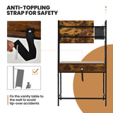 Industrial Vanity Table with 3-Height Adjustable Mirror Bag-Brown