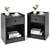 Set of 2 Nightstand with 1 Drawer and Storage Compartment