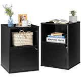 Set of 2 Bedside Table with Open Compartment for Bedroom