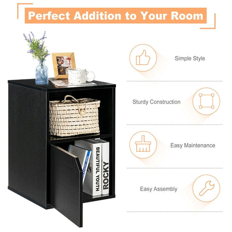 Set of 2 Bedside Table with Open Compartment for Bedroom