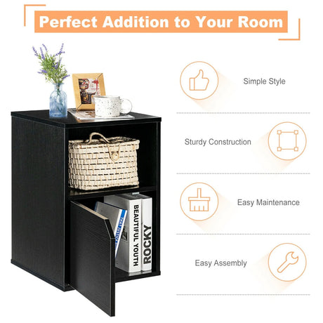 Set of 2 Bedside Table with Open Compartment for Bedroom