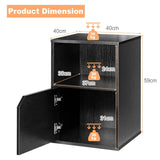 Set of 2 Bedside Table with Open Compartment for Bedroom