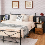 Set of 2 Bedside Table with Open Compartment for Bedroom