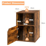 Set of 2 Bedside Table with Open Compartment for Bedroom