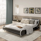 King Size PU Double Bed Frame with Curved Headboard