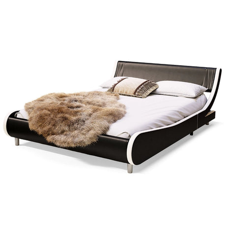 King Size PU Double Bed Frame with Curved Headboard