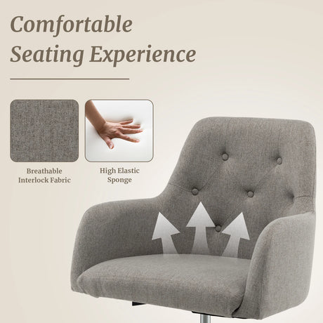 Desk chair Height-adjustable swivel chair with castors 66 x 66 x 83-93 cm Grey