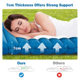 7cm Thick Inflating Camping Mat with Carrying Bag for Backpacking and Hiking-Blue