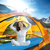 7cm Thick Inflating Camping Mat with Carrying Bag for Backpacking and Hiking-Blue