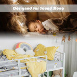Sliding Loft Children Single Bed with Stairs and Safety Guardrails-White