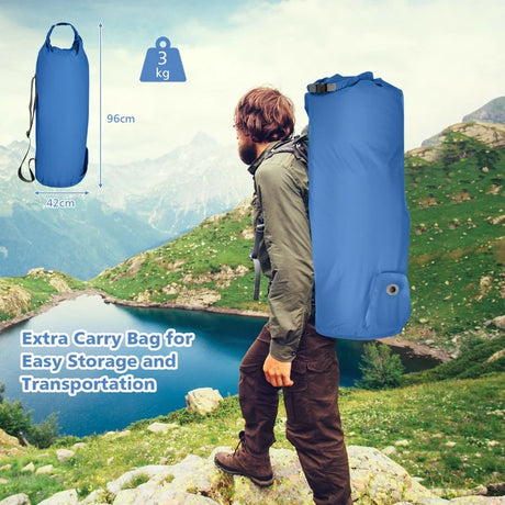 Self Inflating Camping Sleeping Mat with 2-in-1 Pump Sack for Hiking-Blue
