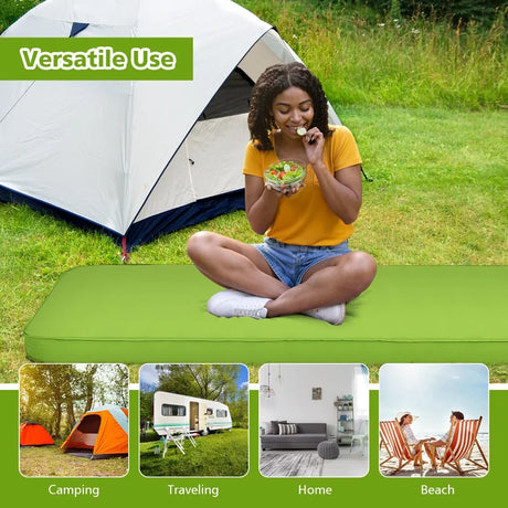 Self Inflating Camping Sleeping Mat with 2-in-1 Pump Sack for Hiking-Green
