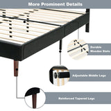 Button Tufted Linen Upholstered King Size Bed Frame with Headboard-Black