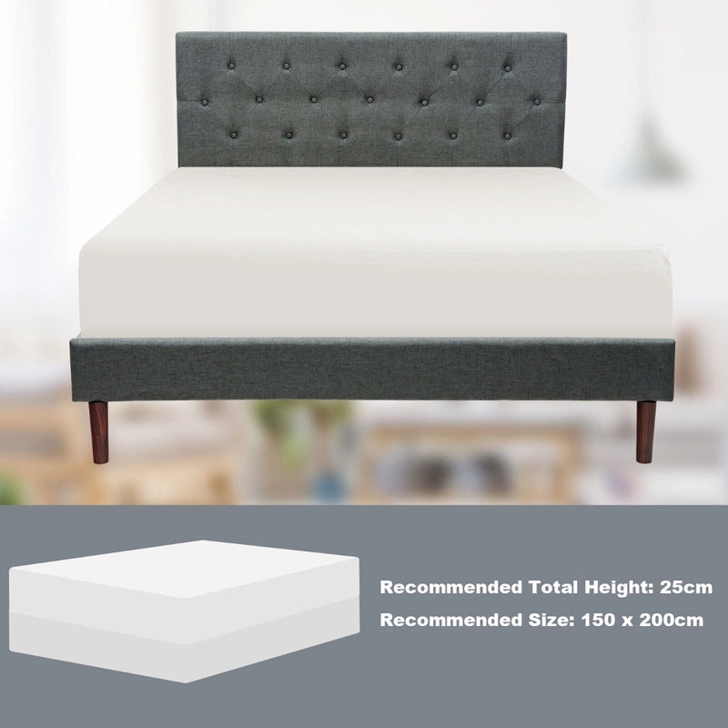 Button Tufted Linen Upholstered King Size Bed Frame with Headboard-Grey
