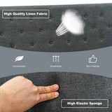 Button Tufted Linen Upholstered King Size Bed Frame with Headboard-Grey