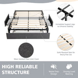 King Size Bed Frame with 3 Underbed Storage Drawers-Grey