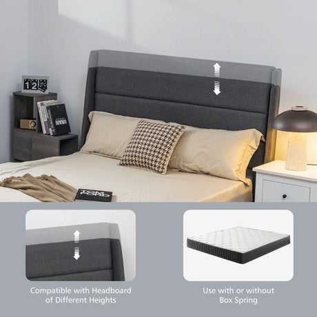 King Size Bed Frame with 3 Underbed Storage Drawers-Grey