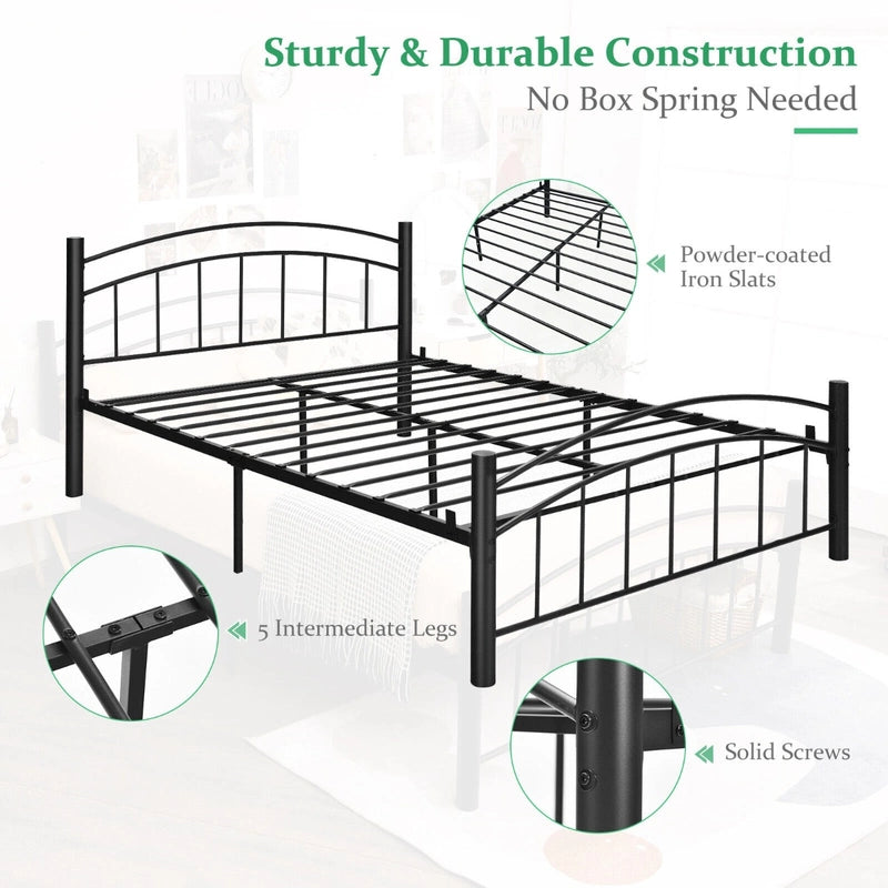 Metal Bed Frame Platform Bed with Headboard for Bedroom-full size