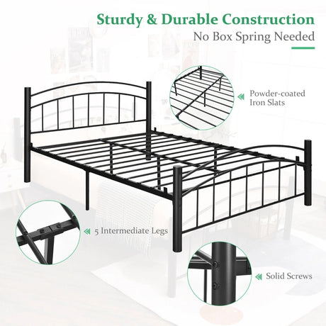 Metal Bed Frame Platform Bed with Headboard for Bedroom-full size