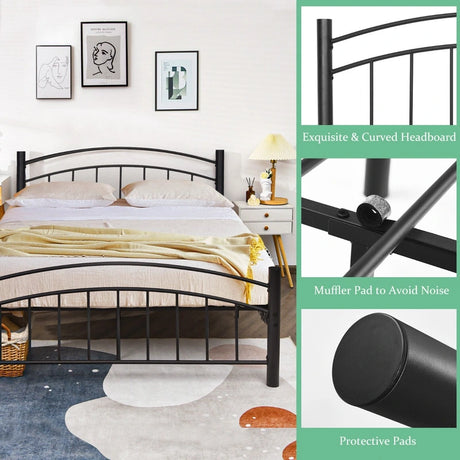 Metal Bed Frame Platform Bed with Headboard for Bedroom-full size