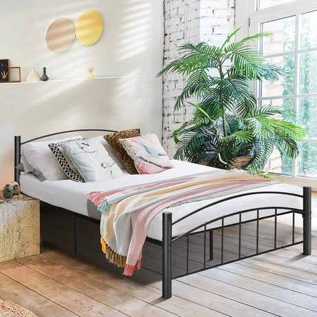 Metal Bed Frame Platform Bed with Headboard for Bedroom-full size