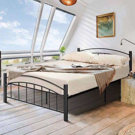 Metal Bed Frame Platform Bed with Headboard for Bedroom-full size