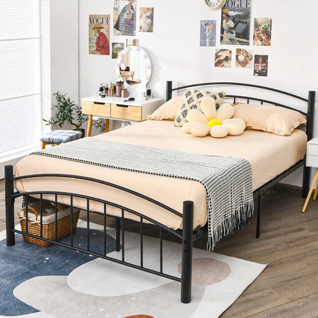 Metal Bed Frame Platform Bed with Headboard for Bedroom-Twin size