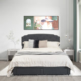Upholstered Double Bed Frame with 4 Storage Drawers and Adjustable Headboard-210 x 164 cm