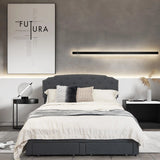 Upholstered Double Bed Frame with 4 Storage Drawers and Adjustable Headboard-197 x 150 cm