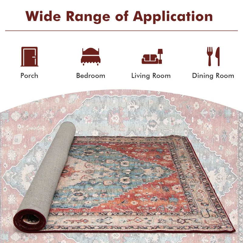 Anti Slip Traditional Decoration Large Boho Floor Mat for Living Room