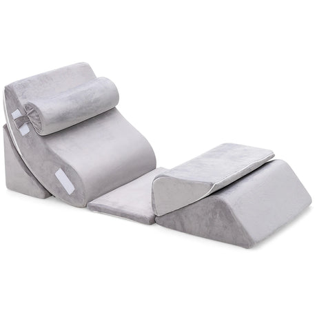 6 Pieces Wedge Pillow Set with Machine-washable Velvet Cover for Pregnancy/Nap