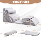 6 Pieces Wedge Pillow Set with Machine-washable Velvet Cover for Pregnancy/Nap