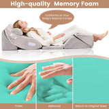 6 Pieces Wedge Pillow Set with Machine-washable Velvet Cover for Pregnancy/Nap