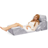 6 Pieces Wedge Pillow Set with Machine-washable Velvet Cover for Pregnancy/Nap