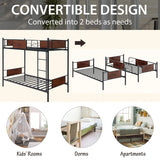 Convertible Metal Bunk Bed Frame with Ladder and Safety Guardrail