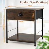 2-tier Nightstand Bedside End Sofa Coffee Table for Bedroom Living Room-Brown