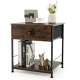 2-tier Nightstand Bedside End Sofa Coffee Table for Bedroom Living Room-Brown