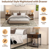 2-tier Nightstand Bedside End Sofa Coffee Table for Bedroom Living Room-Brown