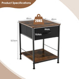 2 Tiers Wood Nightstand with Drawer for Bedroom and Living Room-Rustic Brown