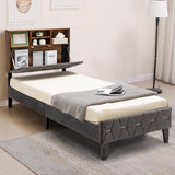 Single/Double Bed Frame with Storage Headboard and Slat Support-Single Size